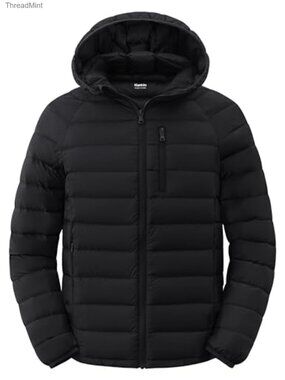 Men's Packable Down Puffer Jacket Hooded Lightweight Winter Coat